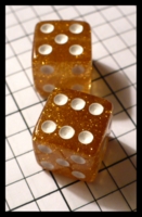 Dice : Dice - 6D - Sparkle SK Clear with Gold Sparkles and White Pips - SK Collection buy Nov 2010